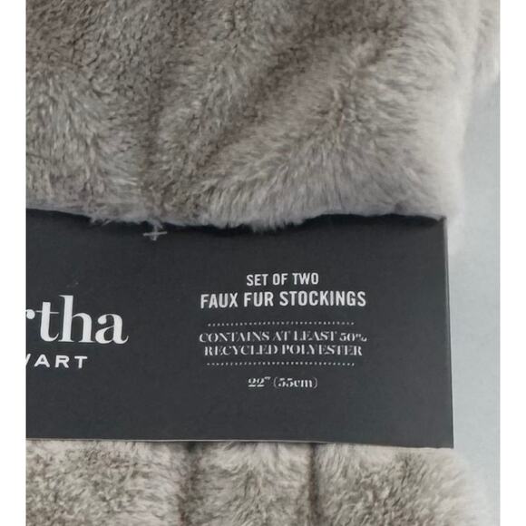 HTF Martha Stewart Home Faux Fur Stocking Set of 2 Tan/Beige 22" Christmas - Picture 2 of 7